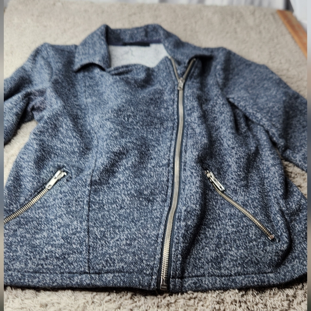 Women's Grey Asymmetrical Zip Jacket With Zipper Pockets - Unknown Brand - XS
